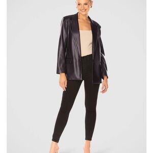 Only Women's faux leather Elegant Black Blazer